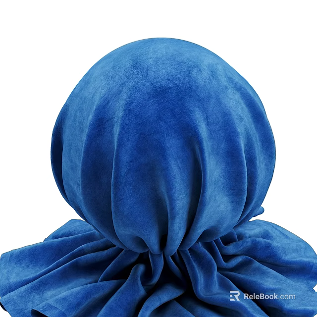 Elegant Blue Velvet Component With Soft Folds And Plush Textured Surface 3d model 