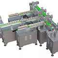 Industrial Equipment Automated Production Line With Green Conveyor Belt And Mechanical Components