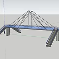 Cable Stayed Bridge Design With Blue Deck Staircases And Tower Supports