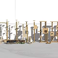 Variety of Wooden Cat Trees with Climbing Platforms and Perches for Cats