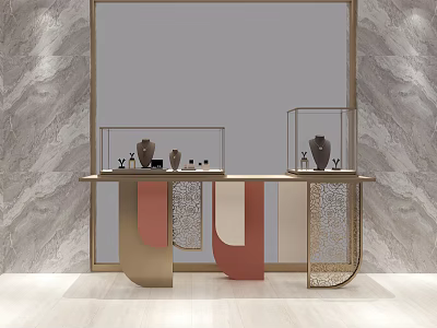 Elegant Modern Jewelry Store Interior With Marble Walls And Display Cases 3d model