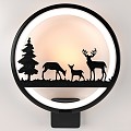 Wall lamp forest deer LED decoration 3d model