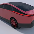 Red Modern Car With Sleek Body Black Roof Red Wheels And Front Light Strip