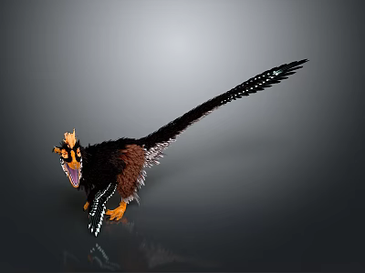 3D Fantasy Weapon Model With Feathered Long Tail And Horned Head Structure Design 3d model