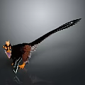 3D Fantasy Weapon Model With Feathered Long Tail And Horned Head Structure Design