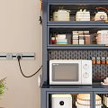 Modern Spacious Kitchen Sideboard Cabinet With Multitier Display Shelves For Organizing Dishes And Small Appliances
