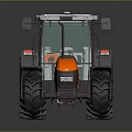 Orange And White Tractor With Large Black Tires Glass Cab And Ladder