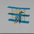 Blue Cartoon Style Biplane Featuring Yellow Propeller Whale Face And Windows
