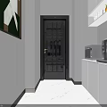 Modern Public Office Space With Desks Computers Sofa Seating Marble Flooring And Decorative Paintings