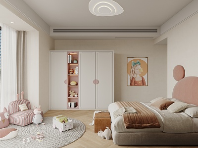 Modern Children's Room Girls Room 3d model