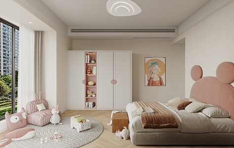 Modern Children's Room Girls Room 3d model