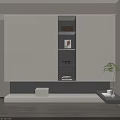 Minimalist Modern Wardrobe Design With White Storage Cabinets Open Shelves And Potted Plant