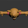 Cute Yellow Fur Cartoon Bear Doll Wearing Pink Shirt Black Shorts And Pink Shoes