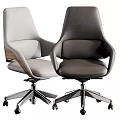 Modern Brown Leather Office Chair With Ergonomic Design Metal Base And Swivel Wheels