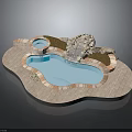 Outdoor Garden Pool Design With Two Connected Pools Stone Tile Surround And Waterfall Feature