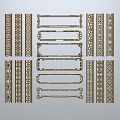 Chinese-style window grilles line silhouette pane window sill border engraved window edge strip construction 3d model