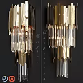 Elegant Modern Wall Lamp with Gold Frame and Hanging Crystal Pendant for Home Decor