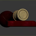 Vintage Wax Seal Featuring Red Wooden Handle Brass Stamp and Red Base
