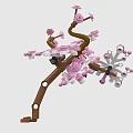 Creative Building Blocks Cherry Blossom Tree With Pink White Flowers And Brown Trunk