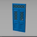 Blue Double Doors Home Furniture With Glass Panels And Diamond Pattern Design