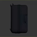 Dark Gray Hard Shell Suitcase with Vertical Striped Design Rolling Wheels and Front Label 3d model