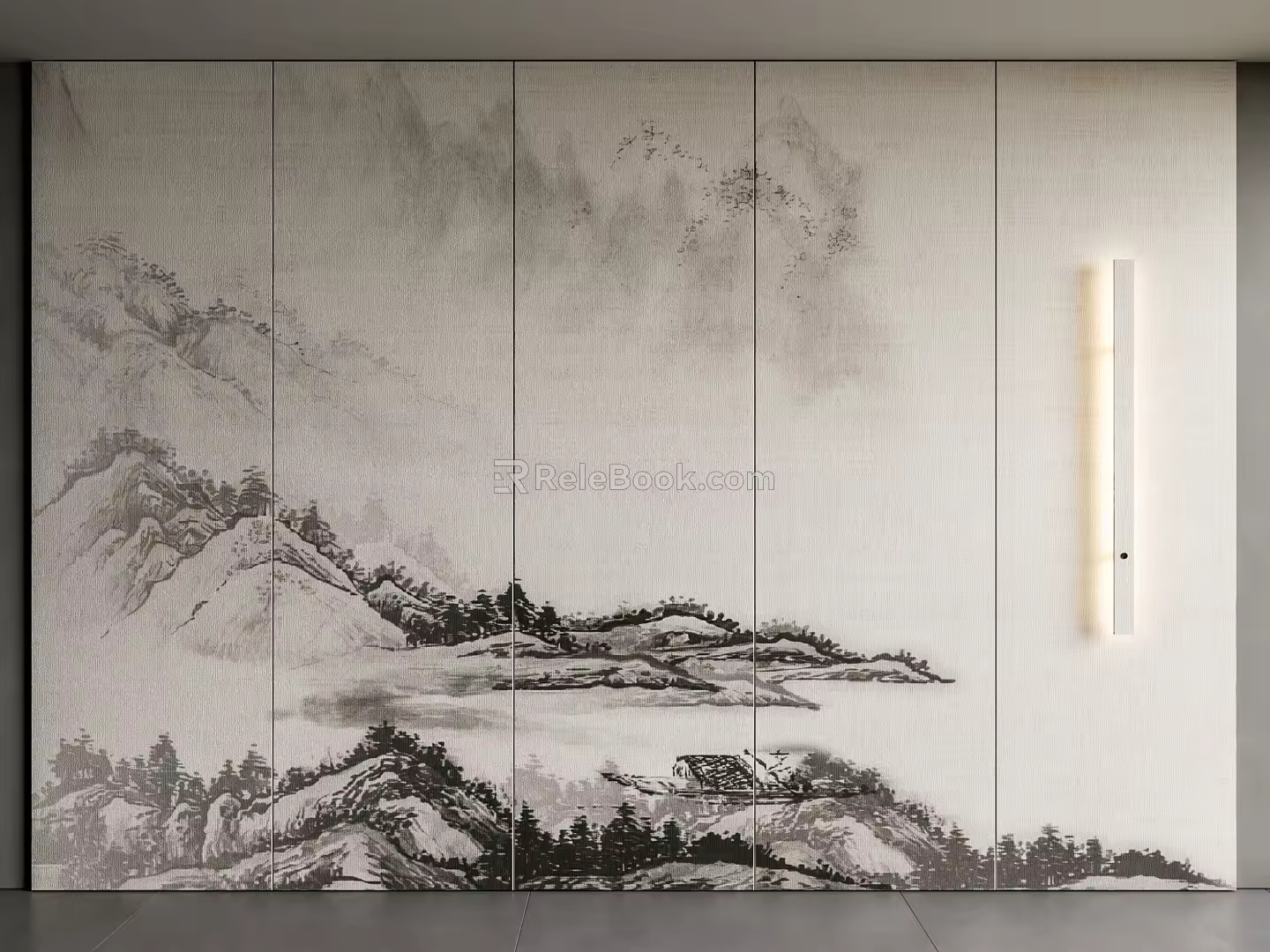 New Chinese Style Background Wall Panel Soft Bag Hard Bag 3d model
