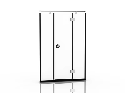 Shower Sauna Modern Glass Enclosure with Black Frame and Transparent Panels 3d model