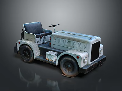 Vintage Light Blue Truck With Black Seat Square Design Elements And Tires 3d model
