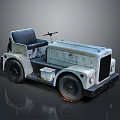 Vintage Light Blue Truck With Black Seat Square Design Elements And Tires