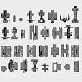 Assorted Metal Hardware Fittings Including Hinges And Furniture Connectors