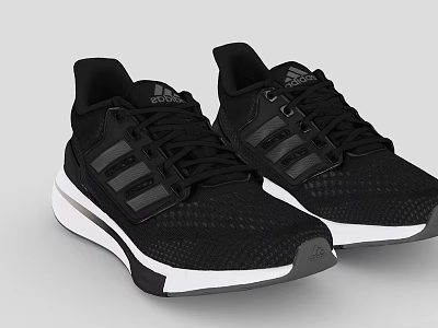Adidas Black Athletic Sneakers Featuring Mesh Upper Three Stripes And White Sole 3d model