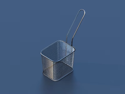 Sturdy Metal Square Fry Basket With Long Handle For Home Kitchen 3d model
