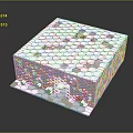 White Cube Shaped Architectural Component With Hollowed Out Hexagonal Holes And Geometric Patterns
