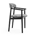 Modern Single Chair With Black Frame Armrests Checkerboard Pattern Seat And Backrest 3d model