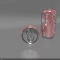 Coca Cola Drink Two Cans One Standing One Lying Red Packaging Featuring Enjoy Text 3d model