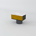 Stylish Modern Bedside Table With Marble Top Golden Section And Black Cylindrical Base 3d model