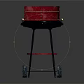 Sturdy Red Outdoor Grill Equipment with Rolling Wheels and Lower Storage Shelf Stand