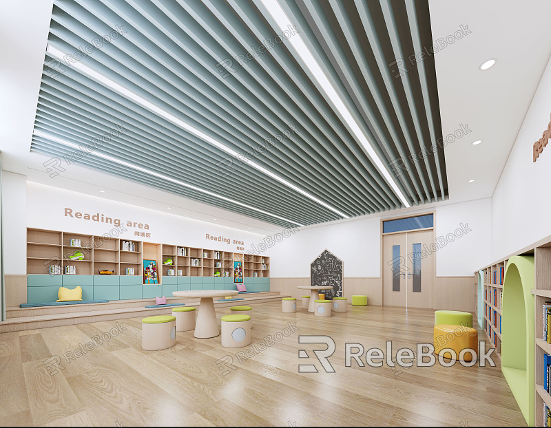 Modern Kindergarten Kindergarten Books Reading Room model