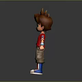 Cartoon Man With Brown Hair In Red Star T Shirt Khaki Shorts And White Shoes