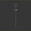 Traditional Wooden Utility Pole With Crossarm And Electrical Equipment Components