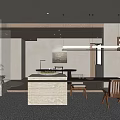Minimalist Restaurant Interior With Wooden Ceiling Pendant Lights Dining Table And Natural Decor Elements