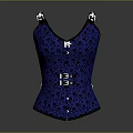 Stylish Blue Leopard Print Corset With Front Buttons And Decorative Straps