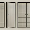 Modern Hinged Doors With Black Frames And Textured Glass Designs