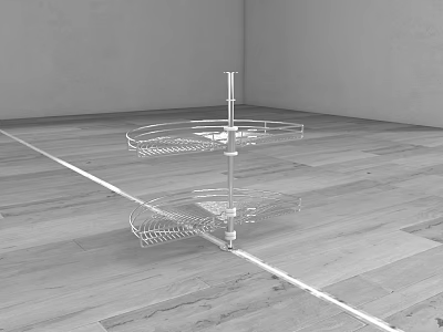 Two Tier Kitchen Corner Rotating Wire Shelf For Kitchenware Storage 3d model