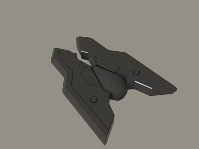 Black Geometric 3D Model With Symmetrical Angular Mechanical Structure Design 3d model