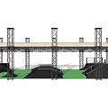 Outdoor Sports Area With Metal Frame Canopy Ramps And Safety Fences
