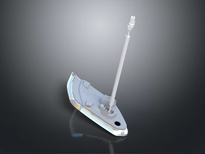 White Modern Car Model With Long Antenna And Reflective Surface Design 3d model