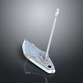 White Modern Car Model With Long Antenna And Reflective Surface Design 3d model