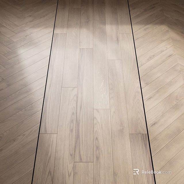 Light Oak Wood Flooring With Herringbone And Straight Lay Design Natural Grain 3d model 