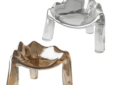 Modern Transparent And Amber Acrylic Single Chair With Curved Design And Stylish Legs 3d model